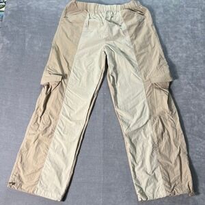 Wilo The Label Mens Cargo Pants Large Tan Beige Colorblock Nylon Streetwear